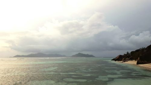 View of calm sea against cloudy sky