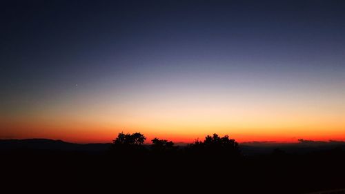 Silhouette trees against sky during sunset