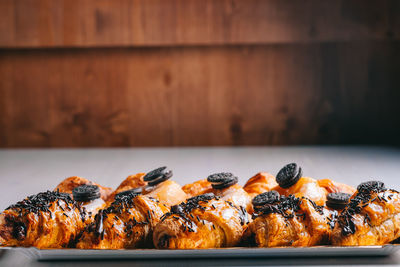 Close-up of food on table