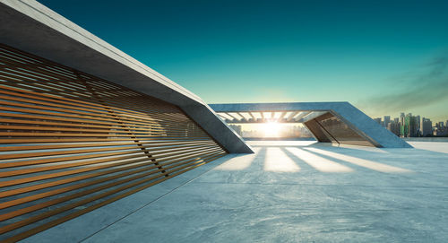 View of swimming pool against buildings