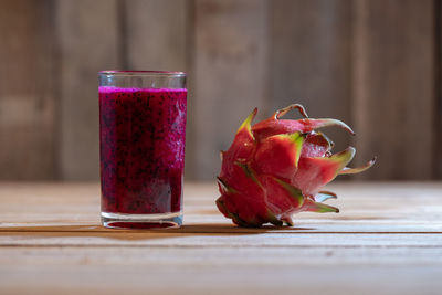 Close-up of drink in glass on table