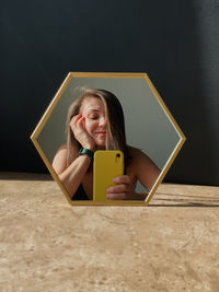 Selfie of a woman in the mirror