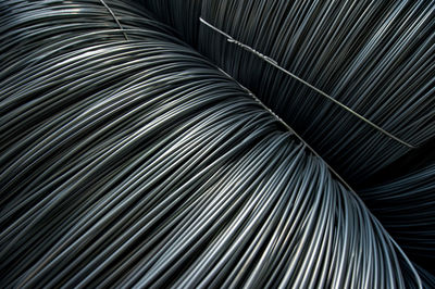 High angle view of barbed wires in industry