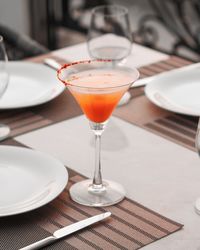 Close-up of beer in glass on table