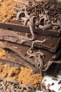 Close-up of chocolate on white background