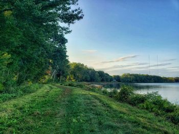 Scenic view of lake against sky