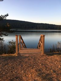 Scenic view of lake against clear sky