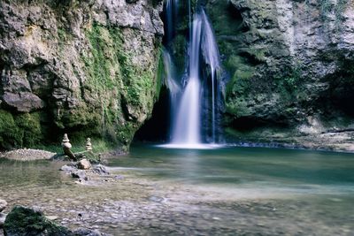 Scenic view of waterfall