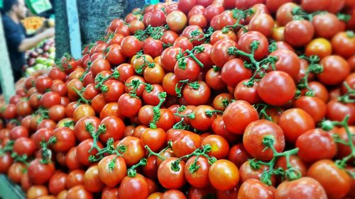 Full frame shot of tomatoes for sale at market stall