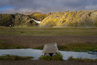 Scenic view of lake against sky during autumn