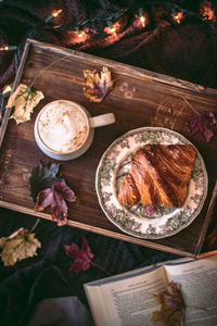 High angle view of food on table