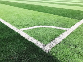 High angle view of soccer field