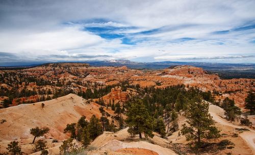 Scenic view of landscape against cloudy sky