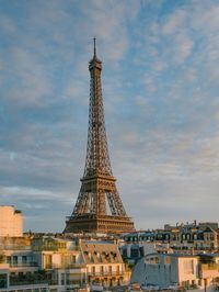 Low angle view of eiffel tower against sky