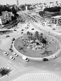 High angle view of traffic on road