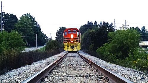 Railroad tracks on railroad track