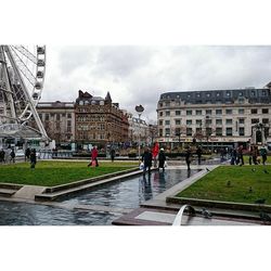 Tourists in front of historic building