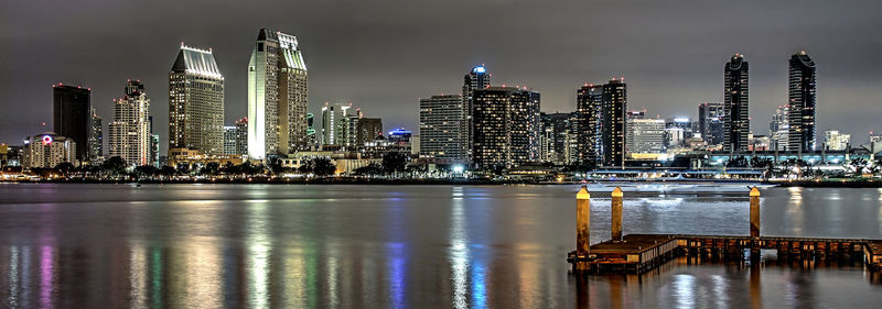 Skyline of san diego, california at night.  americas finest city.