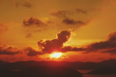 Scenic view of dramatic sky during sunset