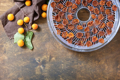 High angle view of fruits on table