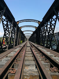 Railway bridge against clear sky