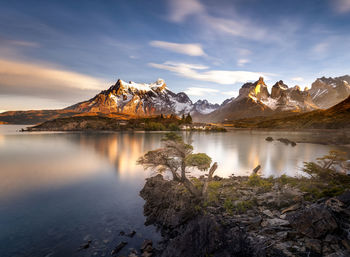 Scenic view of lake against sky