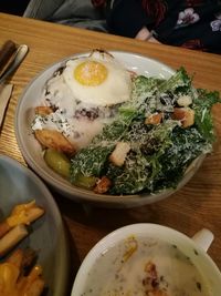 Close-up of breakfast on table