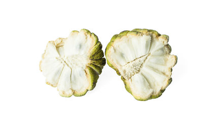 High angle view of fruit against white background