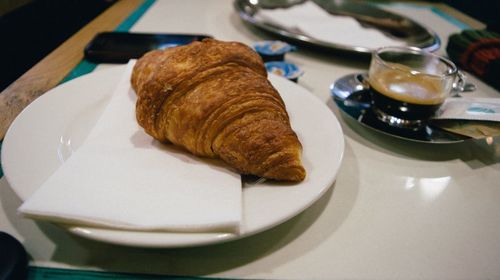 Close-up of breakfast on table