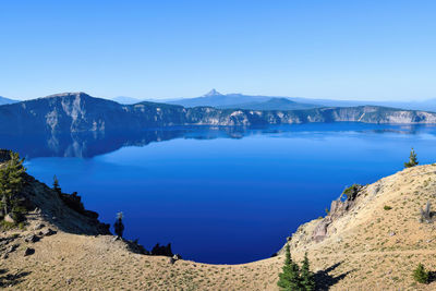 Panoramic view of lake against blue sky