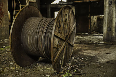 Old abandoned factory in field