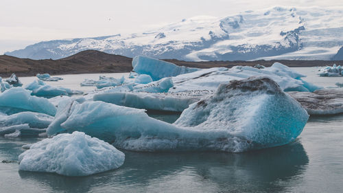 Scenic view of frozen sea against sky