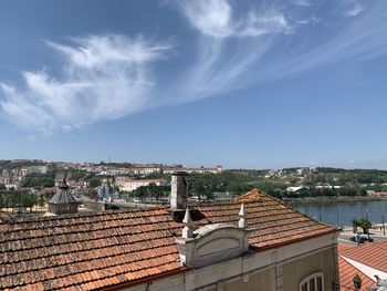 High angle view of townscape against sky