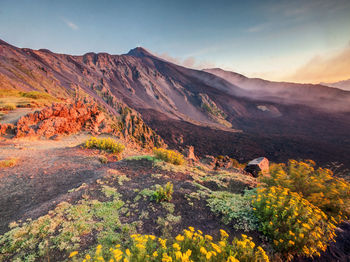 Scenic view of mountains against sky