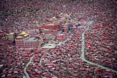 High angle view of city