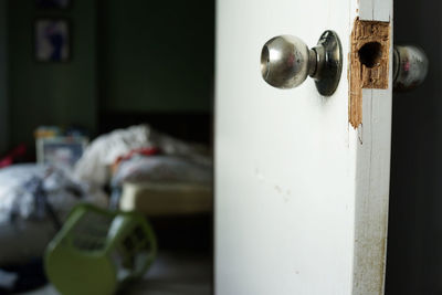 Close-up of open door