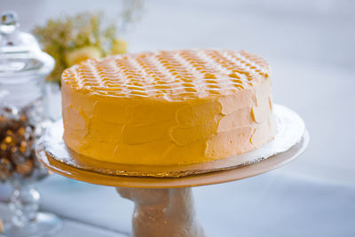 Close-up of cake on table