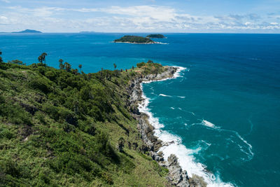 High angle view of sea against sky