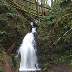 Low angle view of waterfall