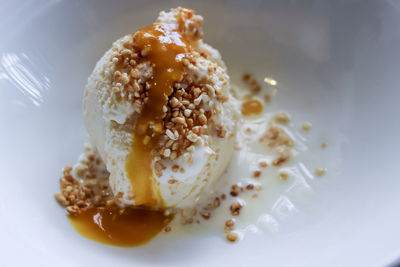 Close-up of ice cream in plate