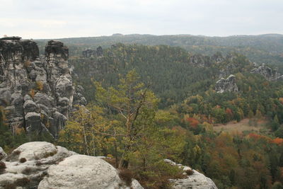 Scenic view of rocky mountains against sky