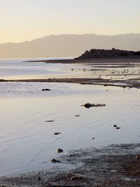 Scenic view of lake against clear sky