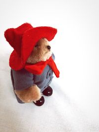 Close-up of stuffed toy against white background