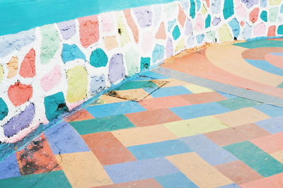 High angle view of multi colored swimming pool