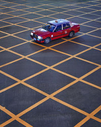 High angle view of toy car on floor