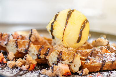 Close-up of dessert in plate