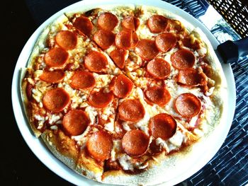 Close-up of pizza in plate