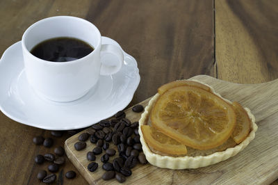 Coffee cup on table