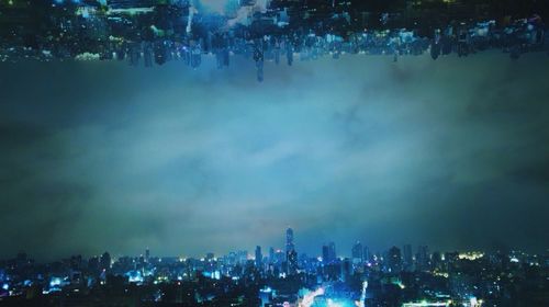 City lit up at night