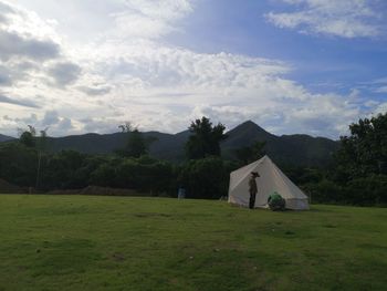 Scenic view of field against sky